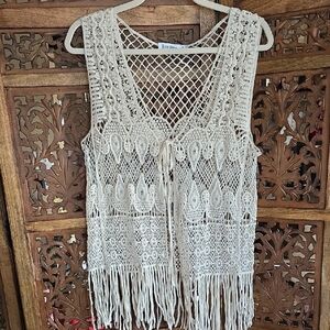 Roommates Cream Crochet Vest